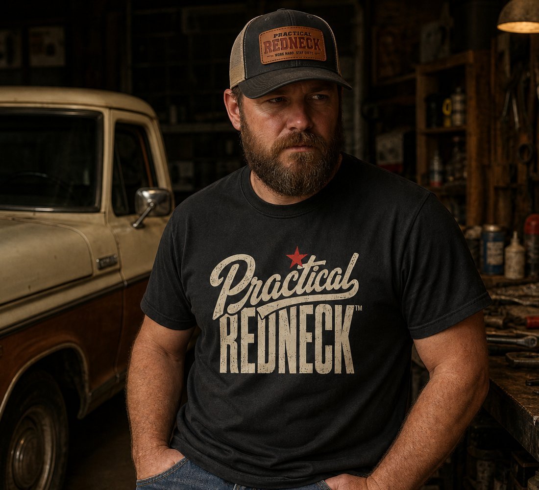Worker wearing Practical Redneck apparel